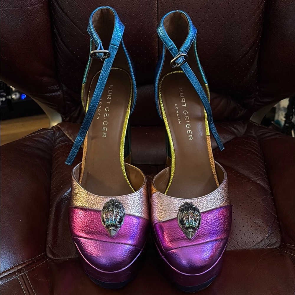 Kurt Geiger Blue and Pink Platform Heels